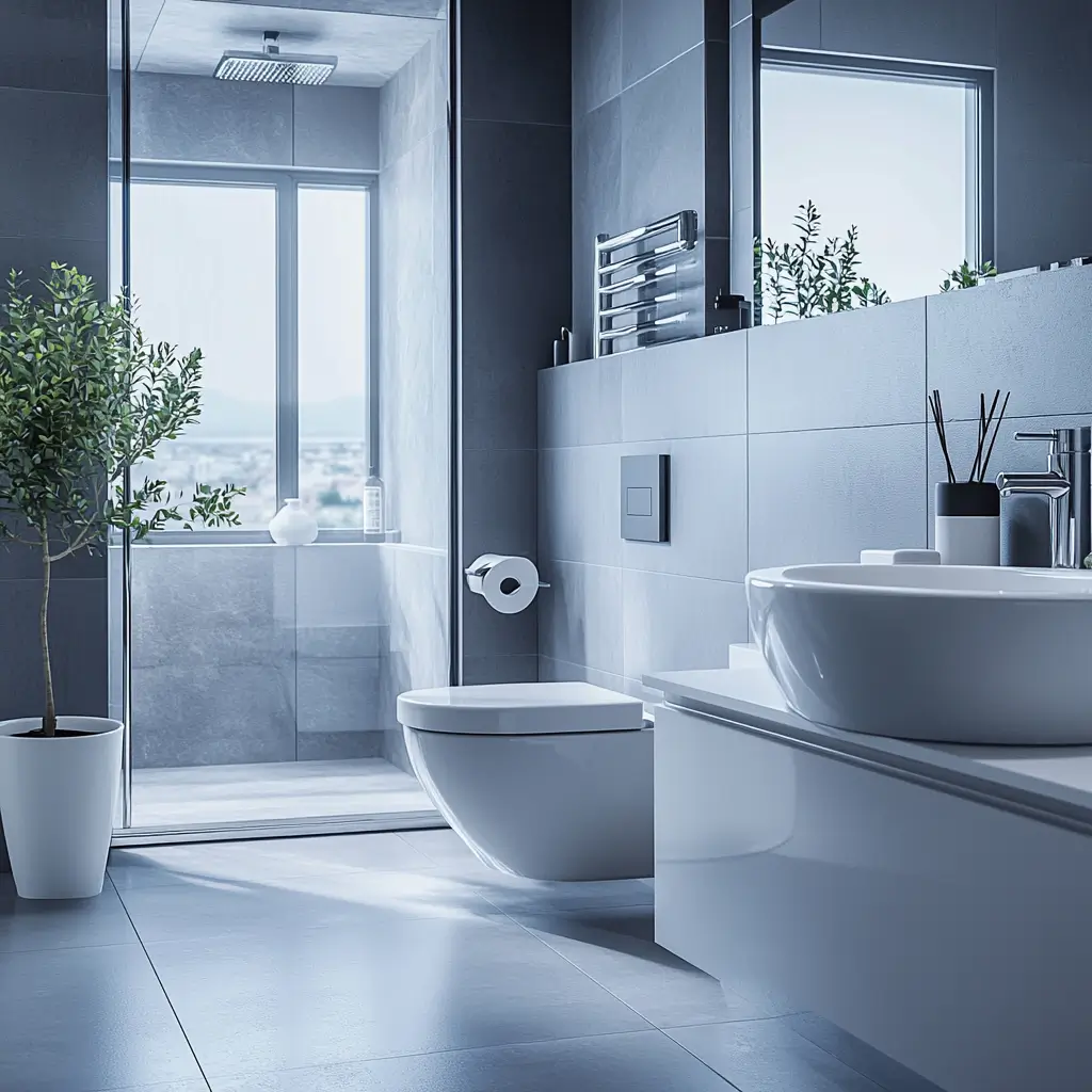 Salle de bain moderne rénovée par un plombier à Nice